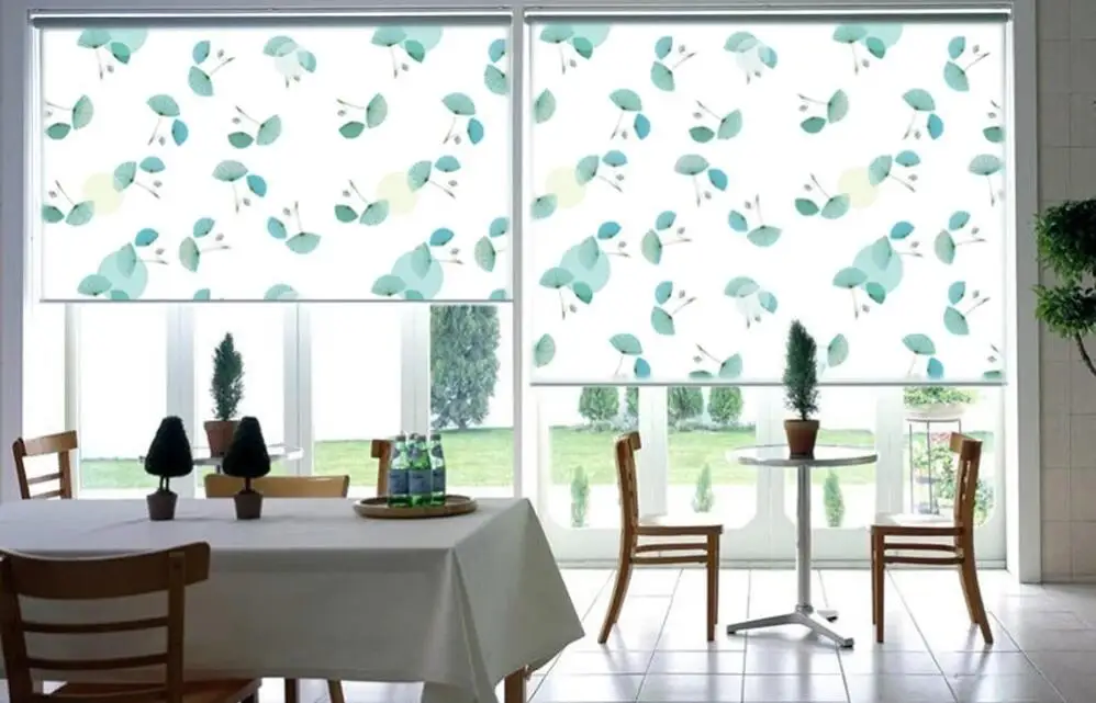 Manual roller blind shades printed polyester fabric blinds