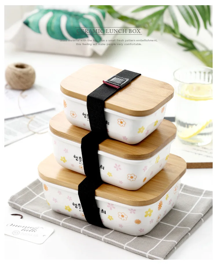 Japanese Style Ceramic Bento Lunch Box Meal Prep Food Container With ...