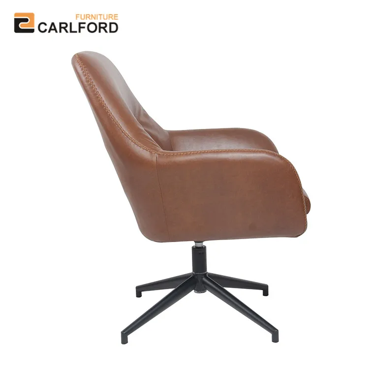 Carlford Brown Pu Leather Ergonomic Arms Office Chair,Pu Leather Chair