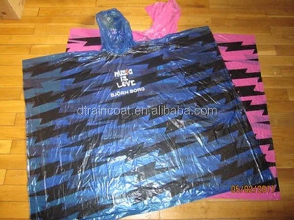 Waterproof disposable emergency pe poncho with your design brand.JPG