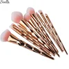 Sialia 10pcs Maquillaje Gold Diamond Makeup Brush Professional Foundation Powder Cream Blush Brush Kit Set Of Brushes Diamonds