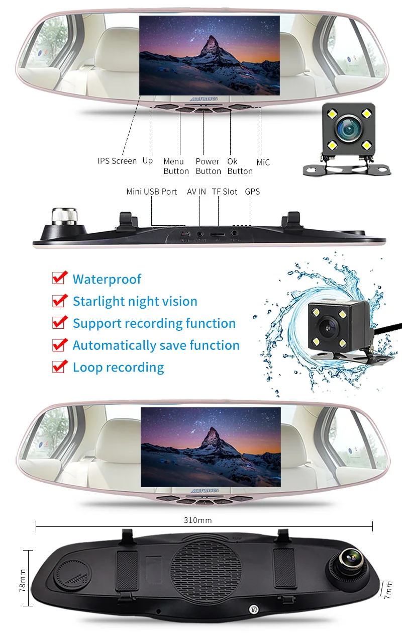 Multifunction Rearview Mirror Camera Gps 4g Mirror Hidden Camera Buy