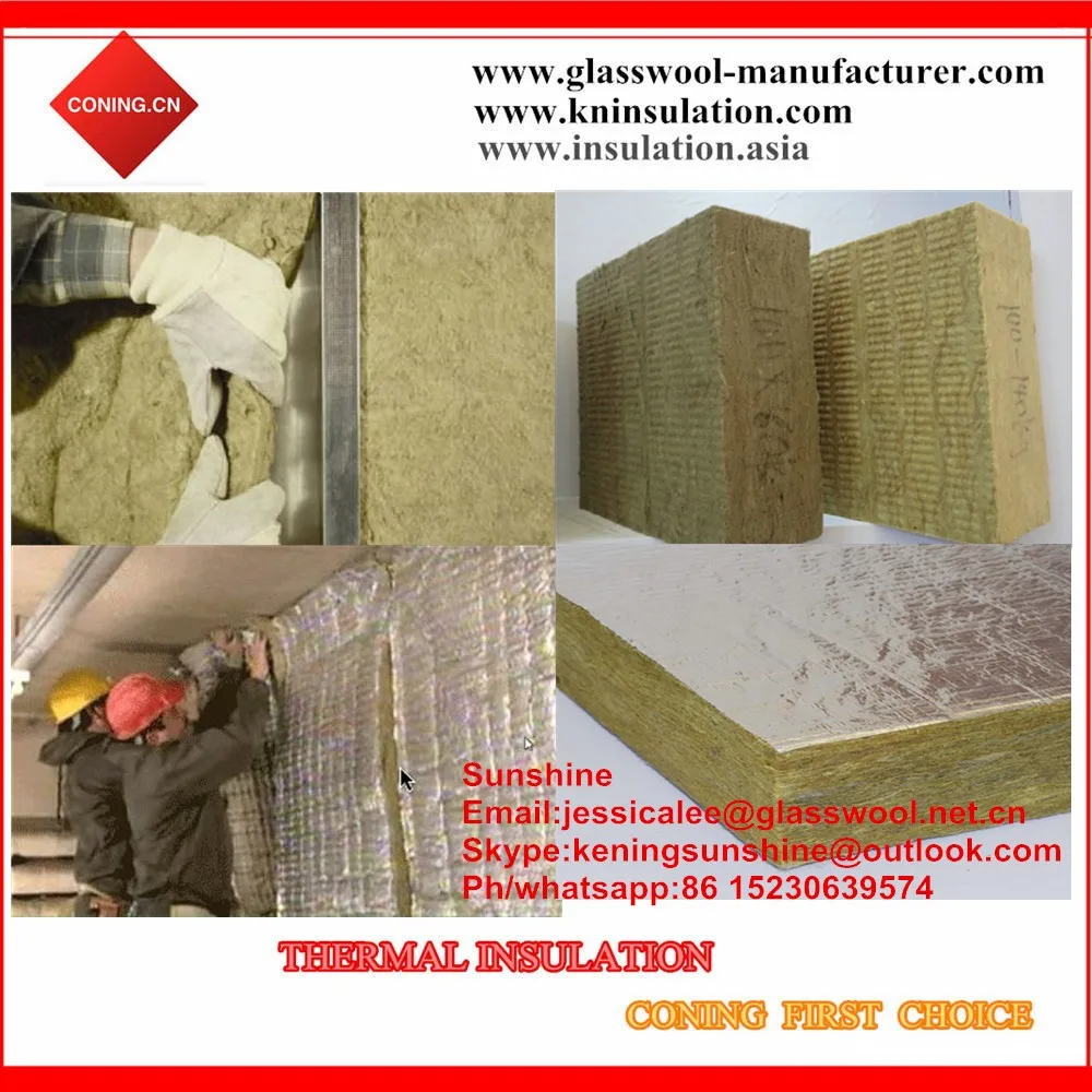 Soundproofing Rockwool Insulation Board Faced With Black Glass Tissue