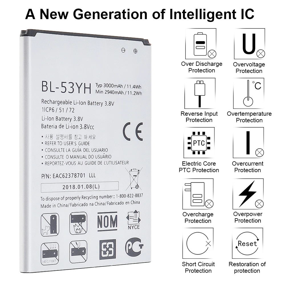 High quality 3.8V lipo battery pack cell phone battery for LG G3