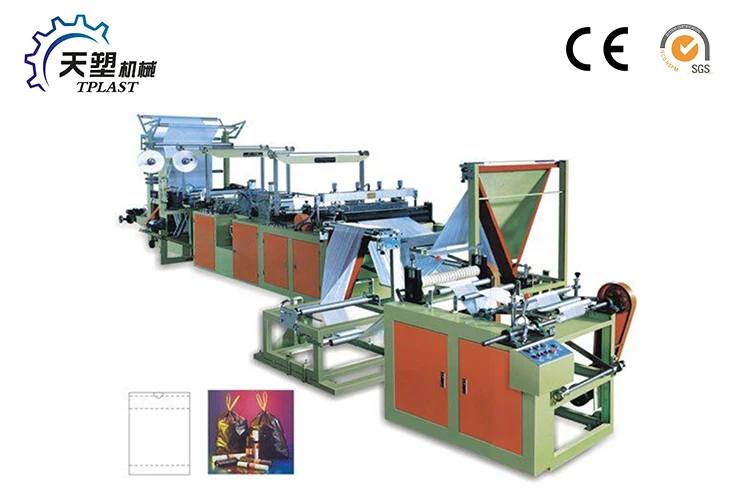 Heavy duty HDPE plastic cornstarch biodegradable drawstring rope tie garbage trash bin continuous rolled type bag making machine