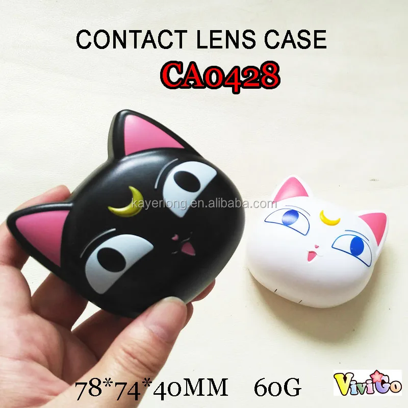 Ca0428 Japonais Dessin Animé Sailor Moon Chat Noir Et Blanc Luna 3d Chat étui à Lentilles De Contact Buy étui Pour Lentillesétui De Contactétui