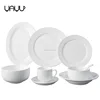 Italian simple style cotton white glazed 49 piece ceramic dinner sets