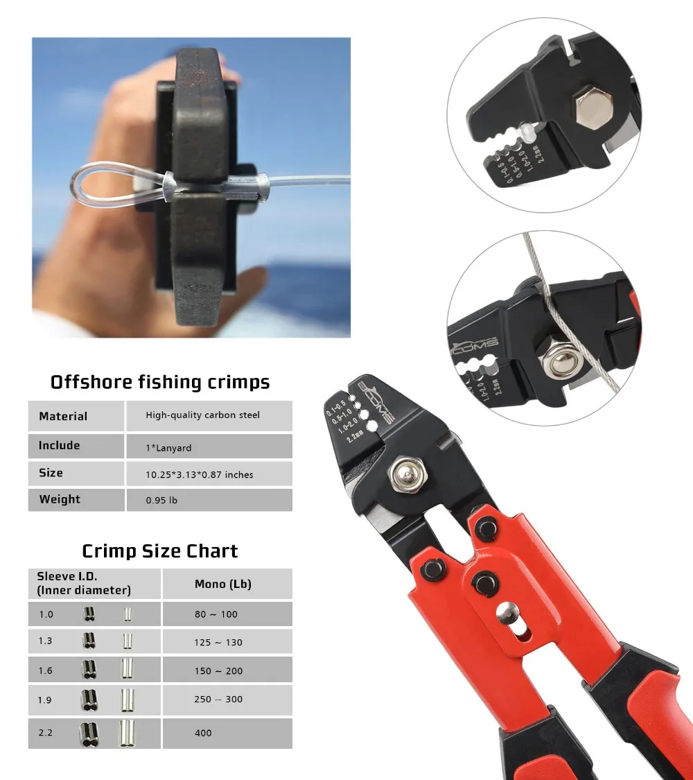 booms fishing cp1 wire rope crimper