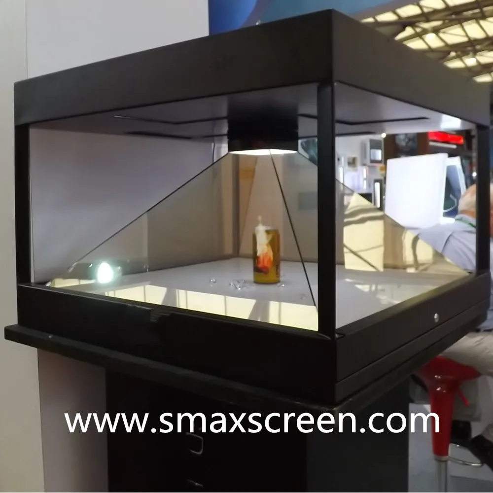 360 Degree Pyramid Hologram Display Glass Showcase