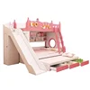 Bunk bed with slide cheap kids bed modern bedroom furniture pink M6