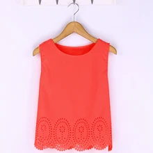 5 Colors 2015 Summer Style New Women Cropped Top Chiffon Tank Sleeveless Hollow Out Vest Plus Size Casual Blusa Feminina