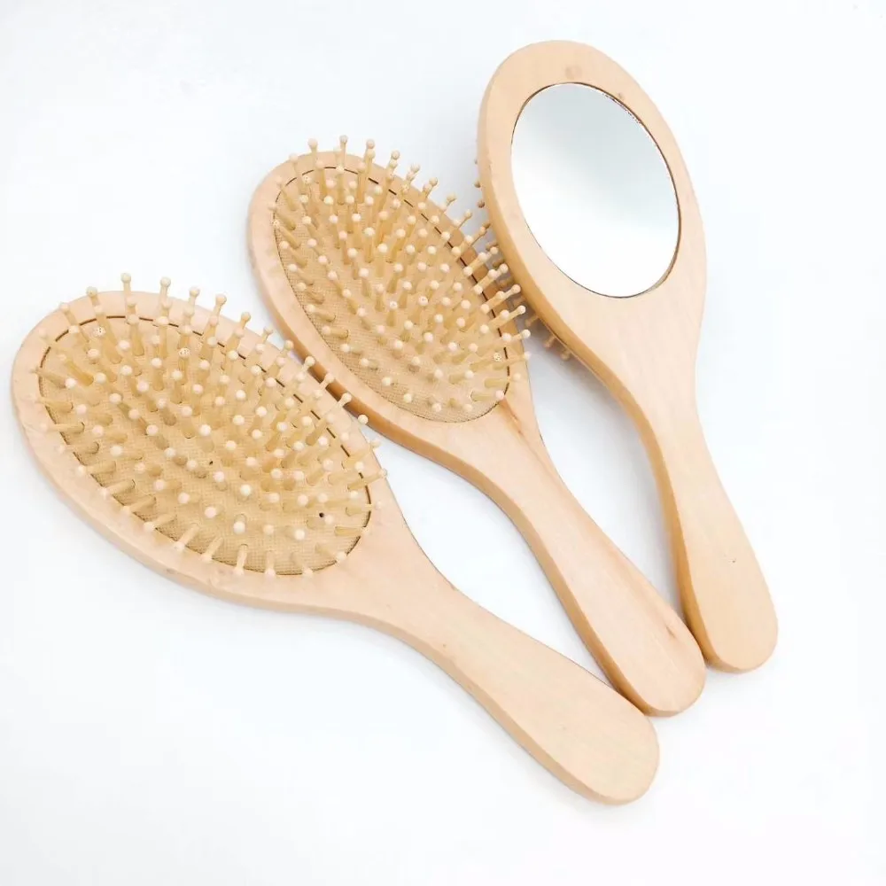 Yaeshii Portable Travel Oval Small Eurotech Wooden Personalized Hair Brush With Mirror Buy