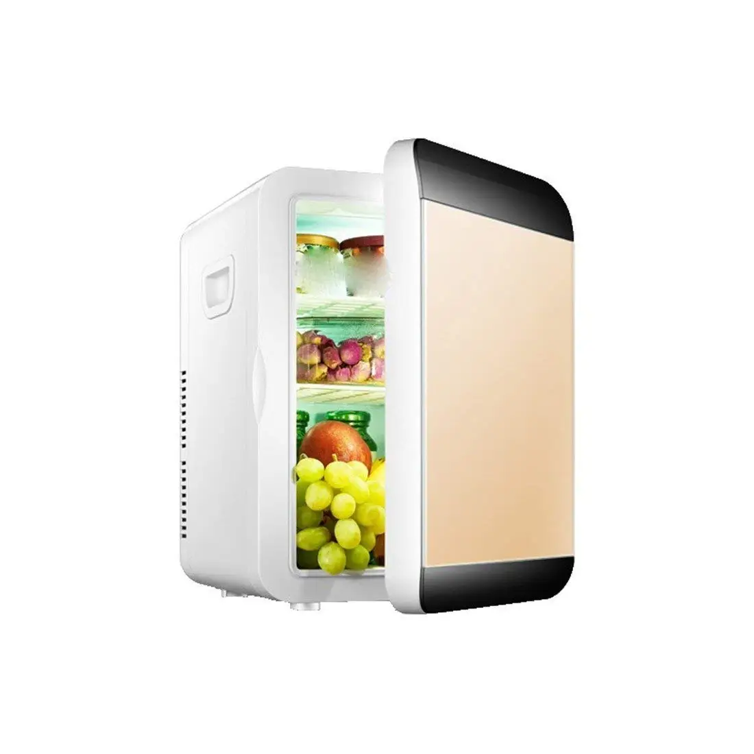 STAZSX Mini small refrigerator small car refrigerator single door car refrigerator car refrigeration/heater, black gold 12l-30X24X35cm