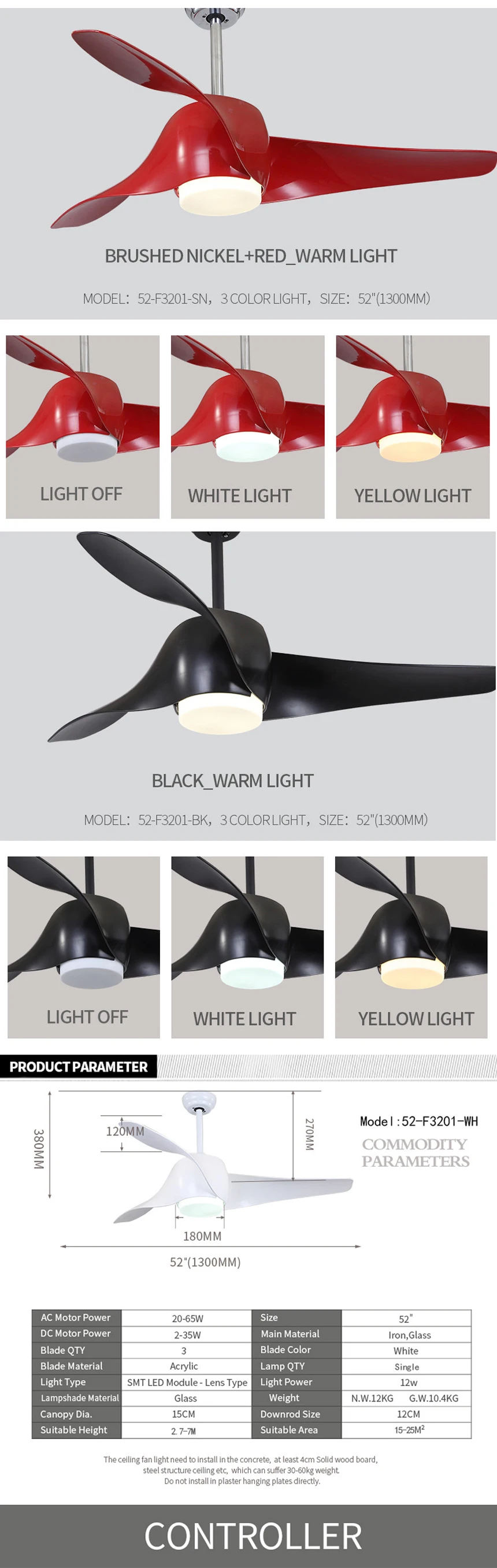 Multi-function modern design high quality energy saving electric fan with light
