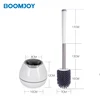 BOOMJOY New arrival trade assurance patent design B5 bathroom cleaning rubber bristles drop ship round toilet brush with holder