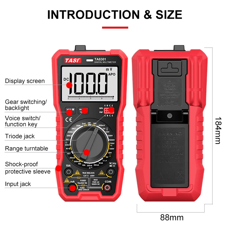 TASI Voice Multimeter Pocket Digital Multimeter Price of bd TA8301