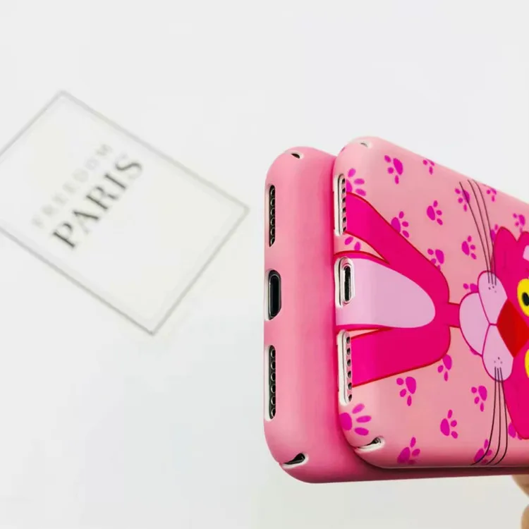 Custom Water Transfer Print Phone Case for iPhone X , For iPhone 8 Hard Case Pink Panther