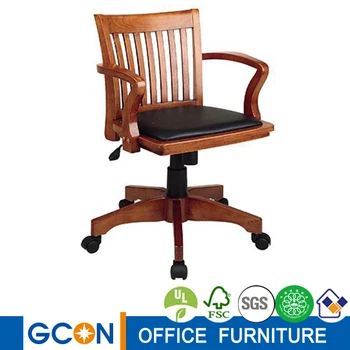 Durable Wooden Swivel Desk Chair W Arms Durable Wooden Swivel Desk Chair W Arms
