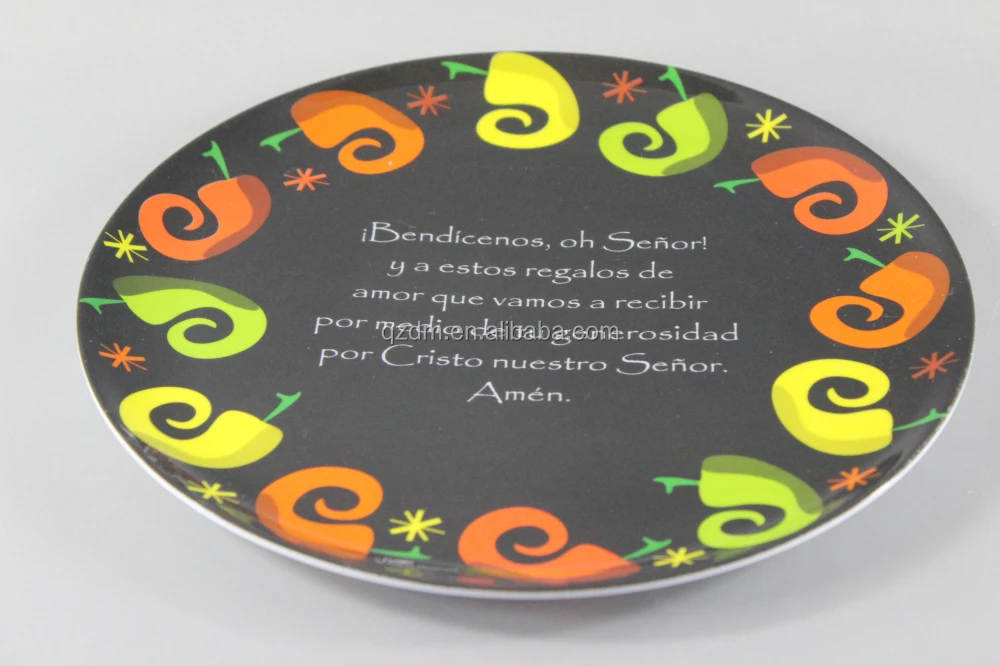 Black Melamine Plate With Printing