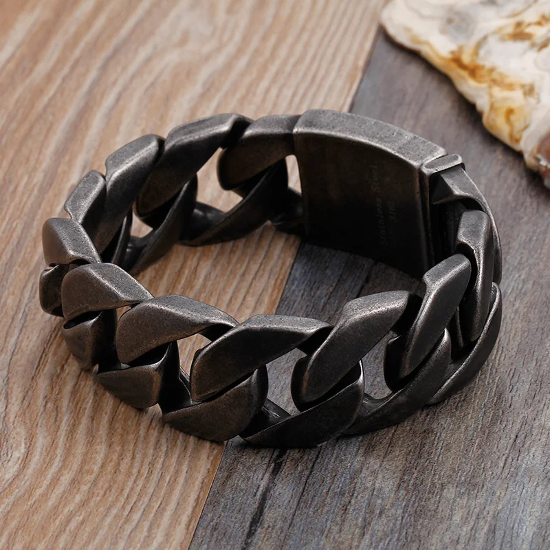 KALEN 316L Stainless Steel 22cm Heavy Chunky Homme Bracelets Matte Link Chain Bracelets Jewelry