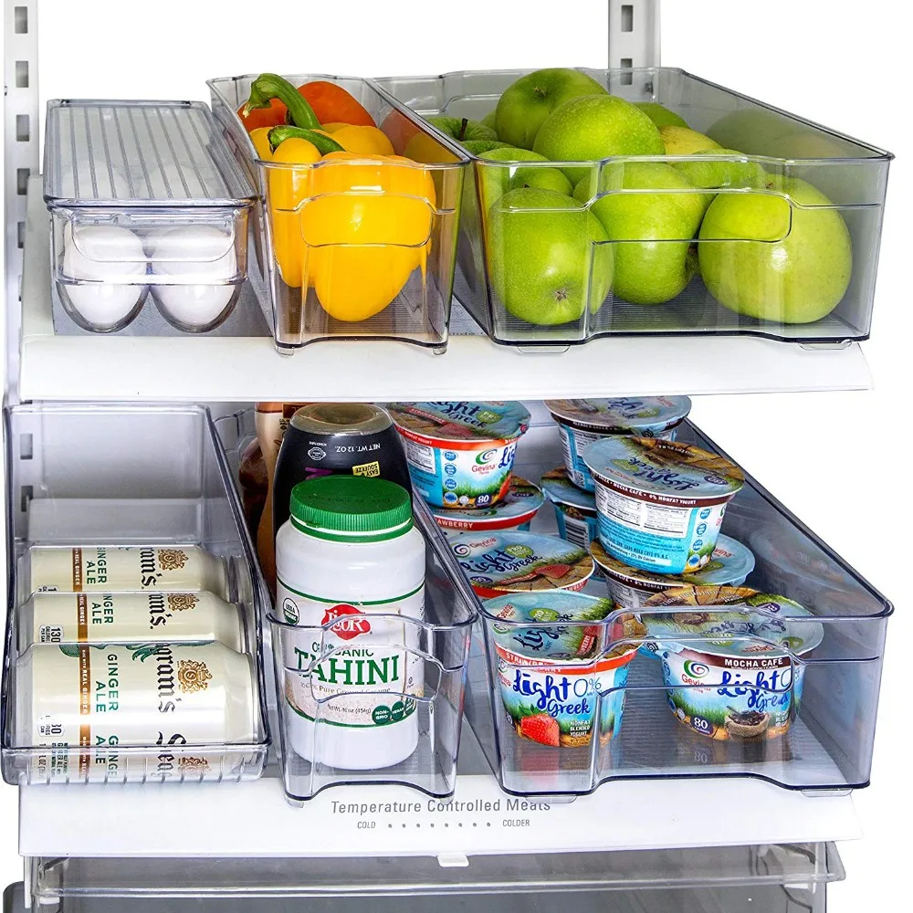 Clear Stackable Storage Containers Fridge Food Bins Freezer Organizer Bin Set Acrylic Bin With