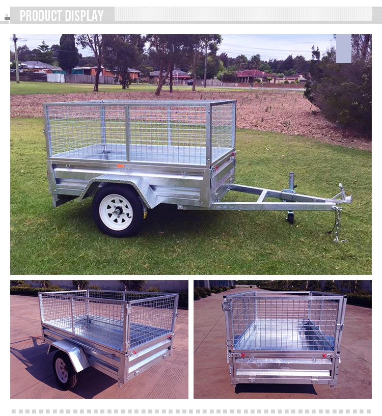 Single Cage Galvanized Fully Welded 7*5 2 Wheel Car Box Trailer