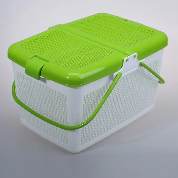 Rectangular Handle Plastic Storage Basket With Lid And Handle Buy