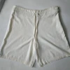 High quality simple basic style ladies linen white short