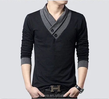 mens polo long sleeve v neck t shirts