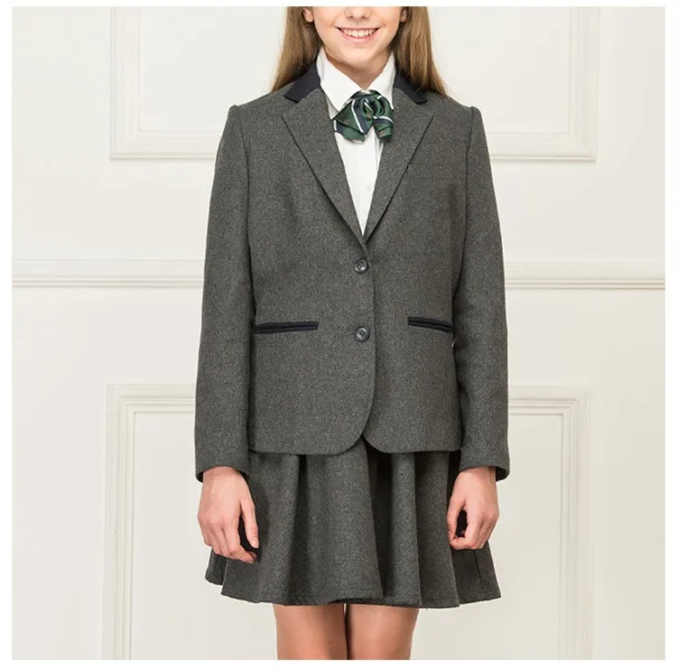 Junior School Girls England Style Grey Colors Coat Jacket Blazer And