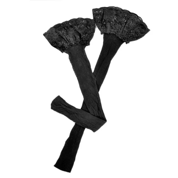 Sexy Black Faux Latex Stockings Ribbon Lace Up Back Fetish Leggings