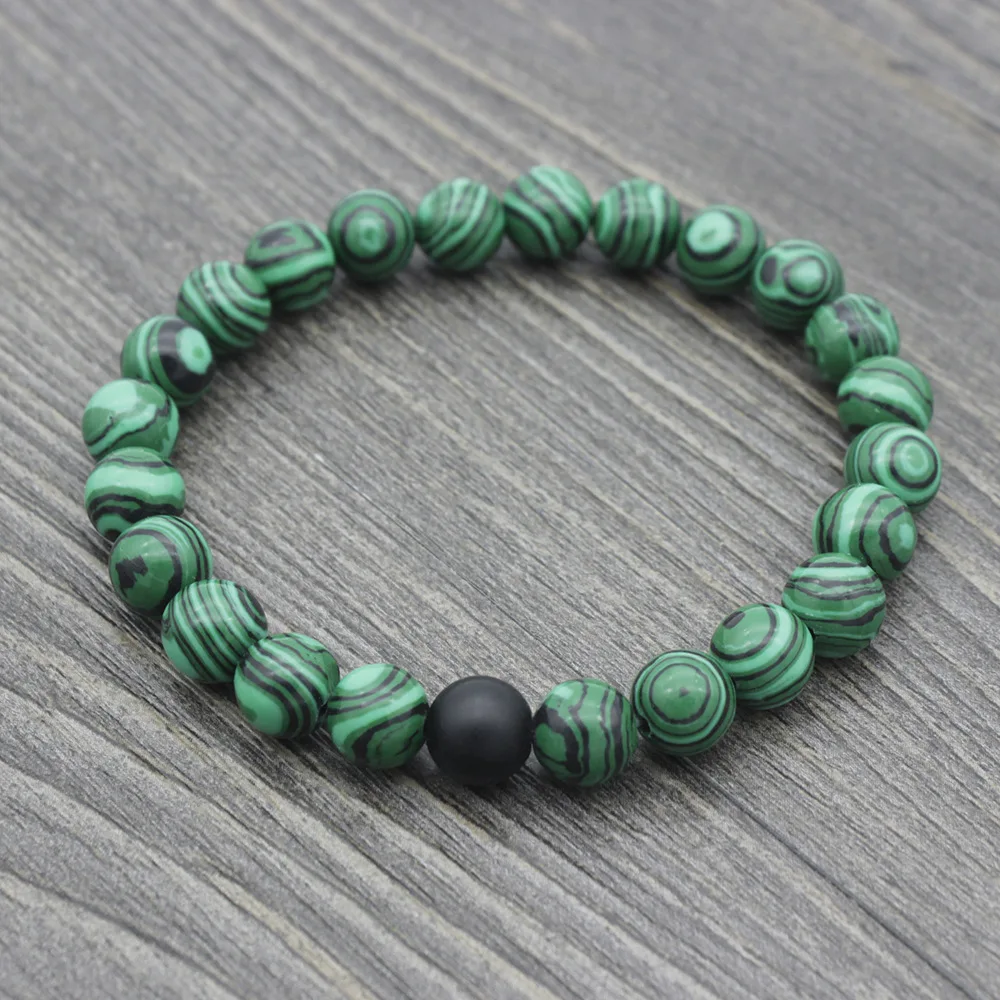 Natural Stone Black Fashion Onyx Custom Charm Bead Bracelet Wholesale
