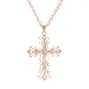 Fashion Hot Sale Inlay Crystal Hollow Cross Necklace For Women Men Jewelry