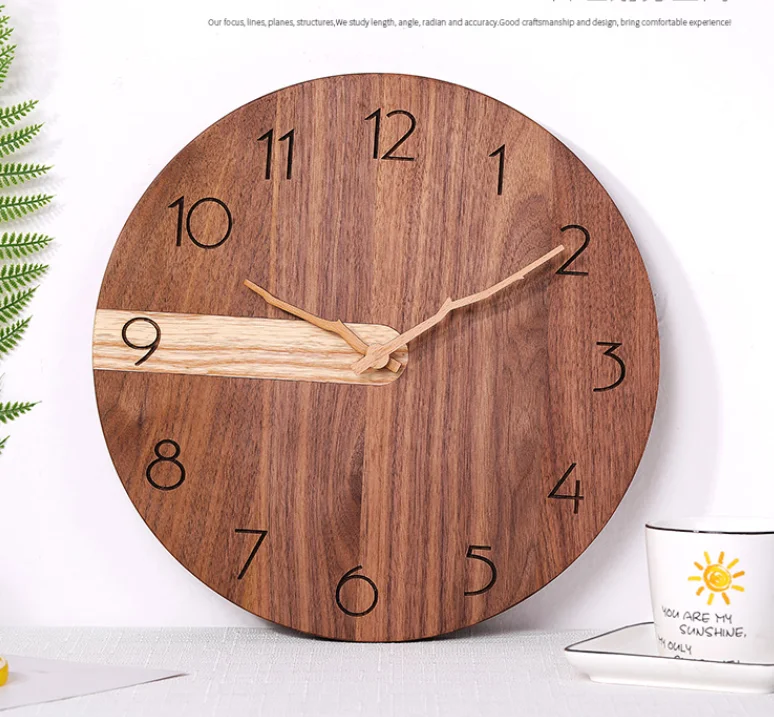 Wall Decor Solid Wood Wall Clock For Living Room Modern Clock Quiet