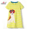 wholesale summer clothing girl dress knitted cotton short-sleeved girl cotton dress