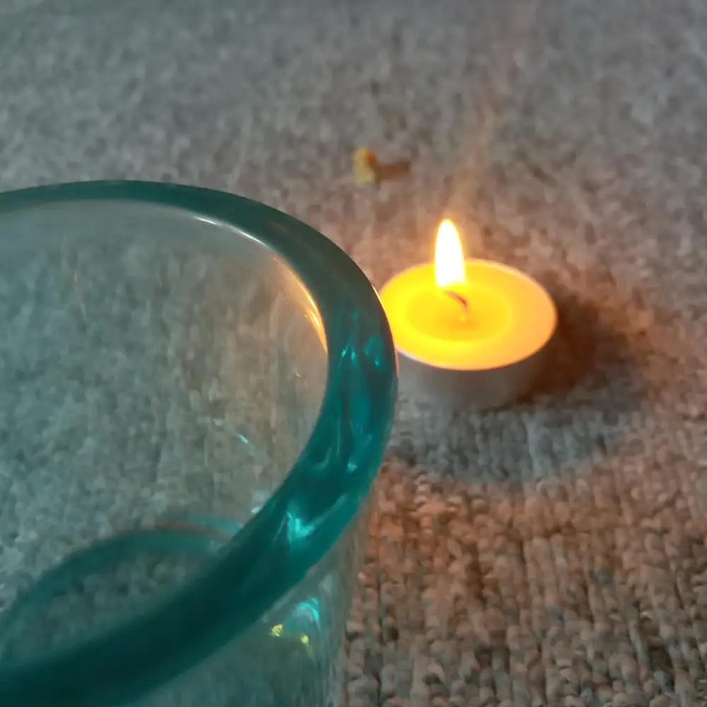 Blue thick plain clear glass candle jar holder china supplier ins decoration