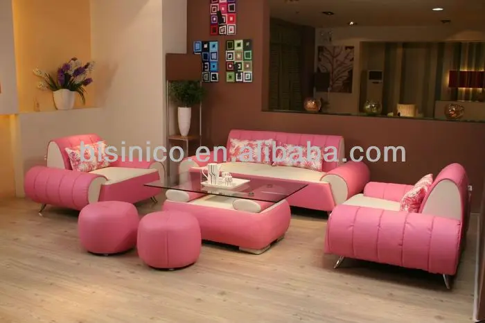 Morden Contemporary Style Pink Leather Sofa Unique Design Sectional Morden Contemporary Style Pink Leather Sofa Unique Design Sectional Set Living Room Furniture Love Seat Ottoman Full