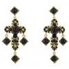 Vintage Retro Baroque Jewelry Pendant Long Statement Luxury Black Diamond Cross Earrings