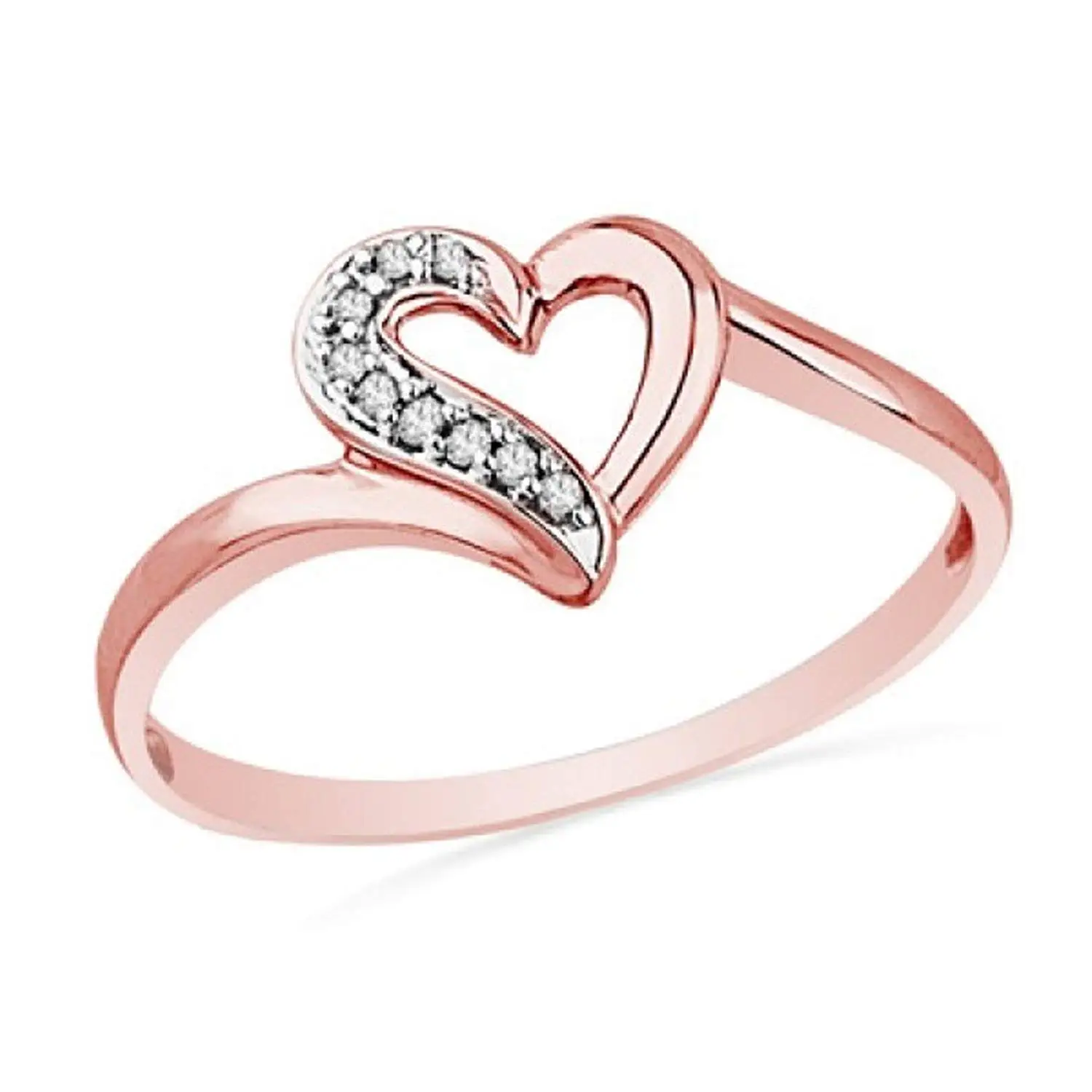 Кольцо сердце розовое серебро Санлайт