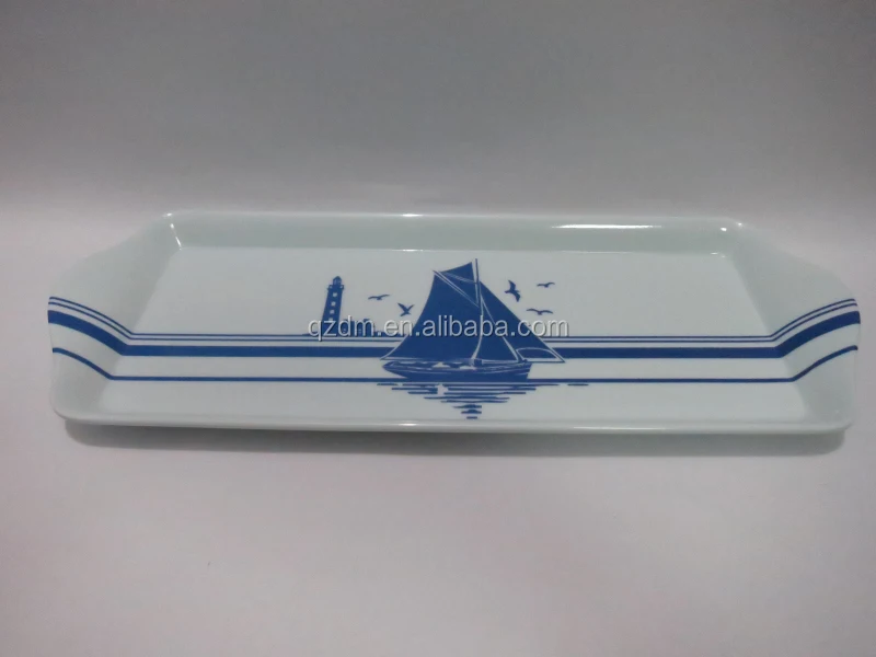 Handled Melamine Serving Tray With Custom Design
