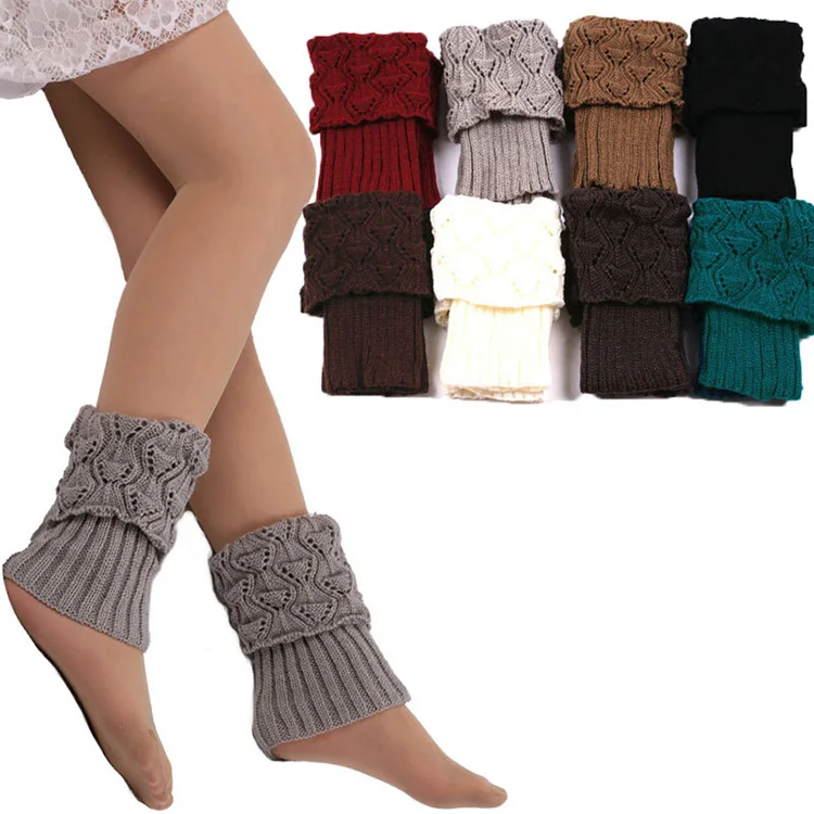 Para mujeres Corto Calcetines al tobillo bota de Crochet Tejido Invierno Calentador de la pierna Puños Toppers