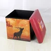 Manufacture foldable digital print pu leather box kid storage ottoman