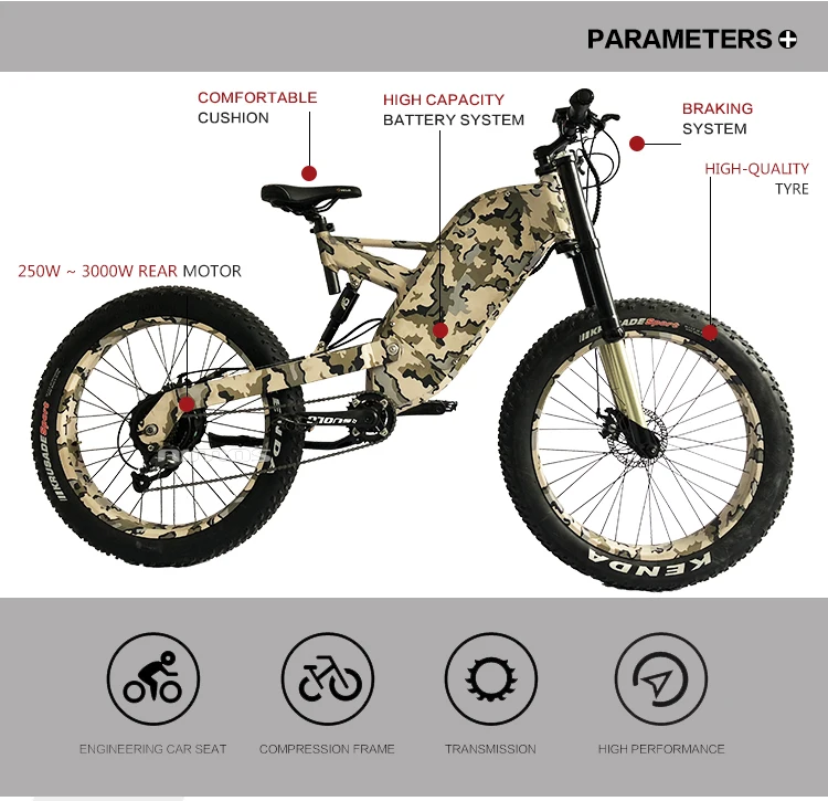 2019 new electric bike long range mountain ebike for man with 48V 3000W motor