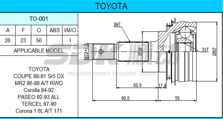 TO-001 CV Joint - Durable Automotive Parts for Japanese Cars
