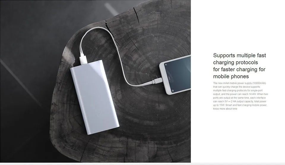 Original Xiaomi Mobile power bank 2 10000mah global versionQuick Charge 2.0 Portable Charger with Micro USB Input - ANKUX.COM