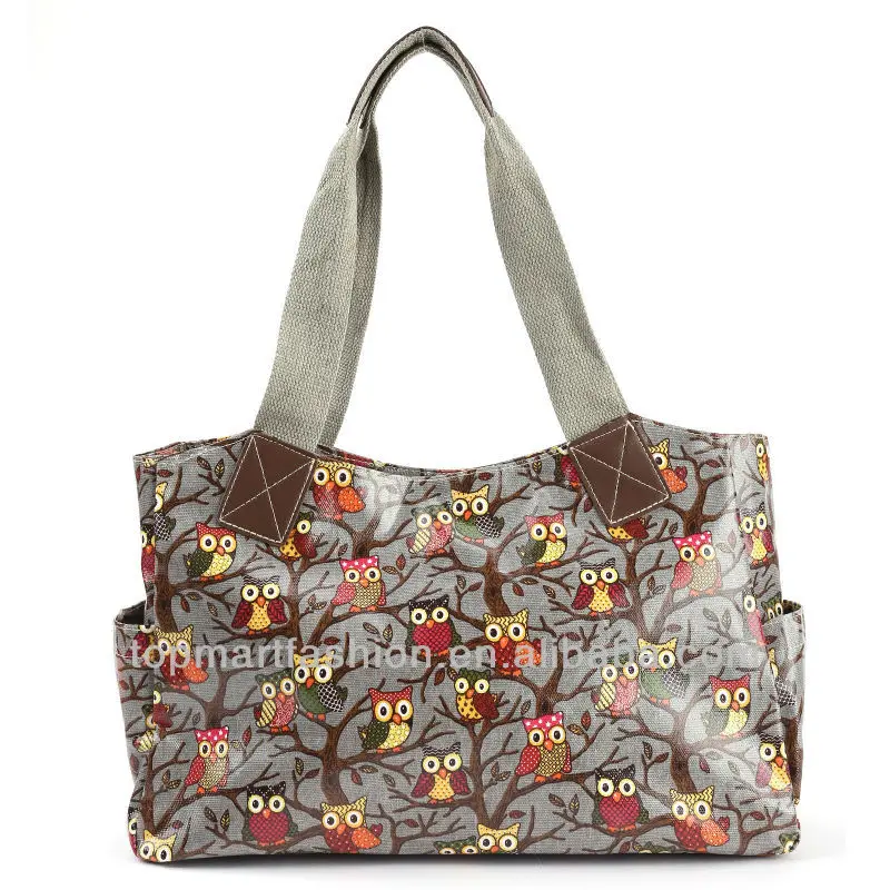 Cappuccino Factory Wholesale Oilcloth Owl Print Designer Fashion Tote ...