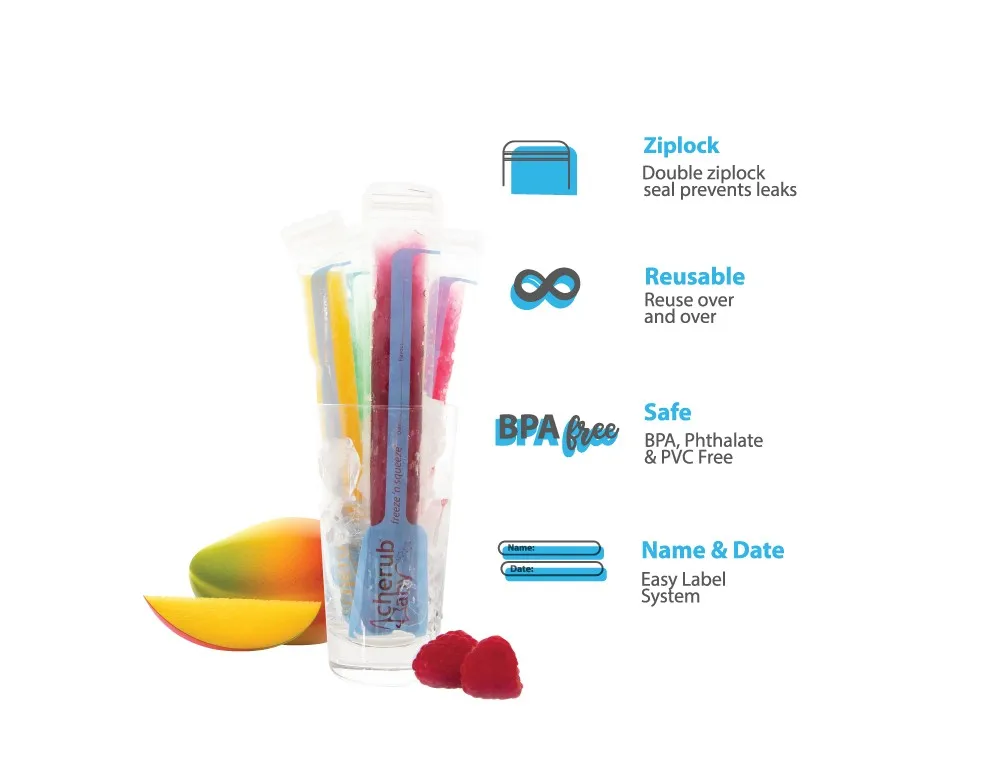 Ice Pop Clear Popsicle Wrappers Plastic Packaging Zip Bags