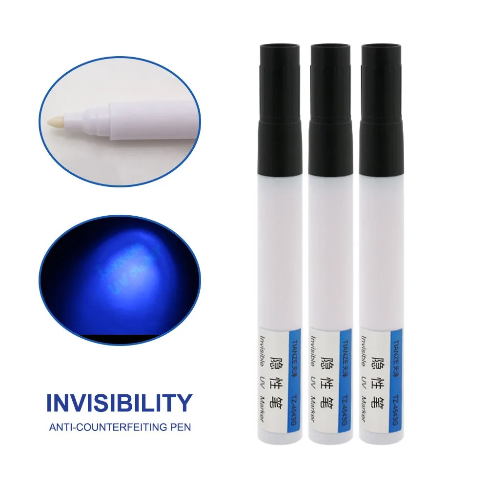 invisible ink pen with white fingerprints