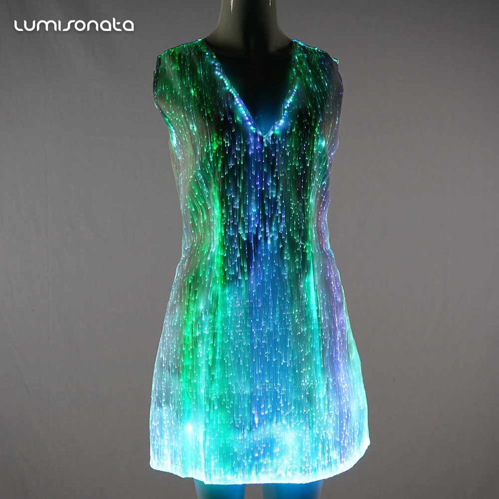 Sex Shiny Led Light Up Hot Club Dance Performance Wear Glowing Stage ...