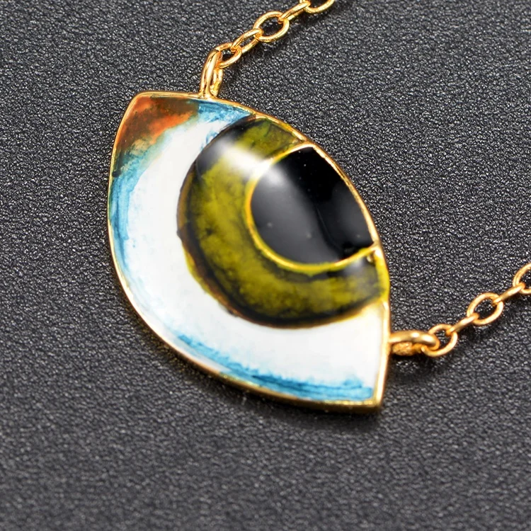 Fashion 925 Sterling Silver Turkish Jewelry Enamel Evil Eyes Necklace